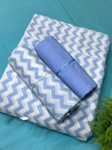 Sabanas de algodon de 200 hilos diseño Zig Zag Celeste