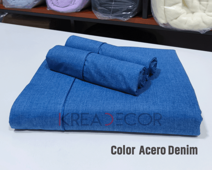 Sabana color acero denim de Algodón de 200 hilos - Imagen 2