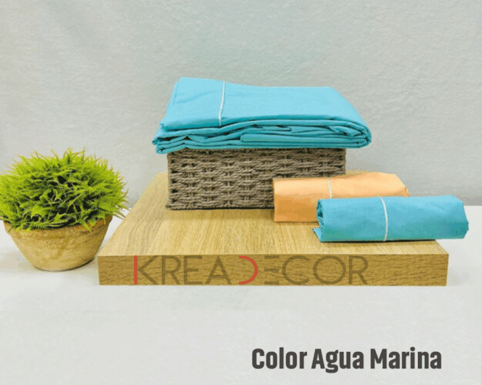 Sabanas color agua marina de Algodón de 200 hilos - Imagen 2