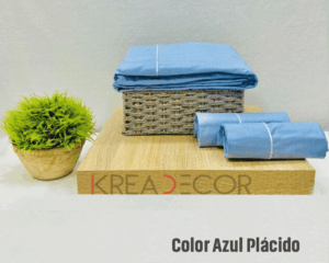 Sabanas color azul placido de Algodón de 200 hilos