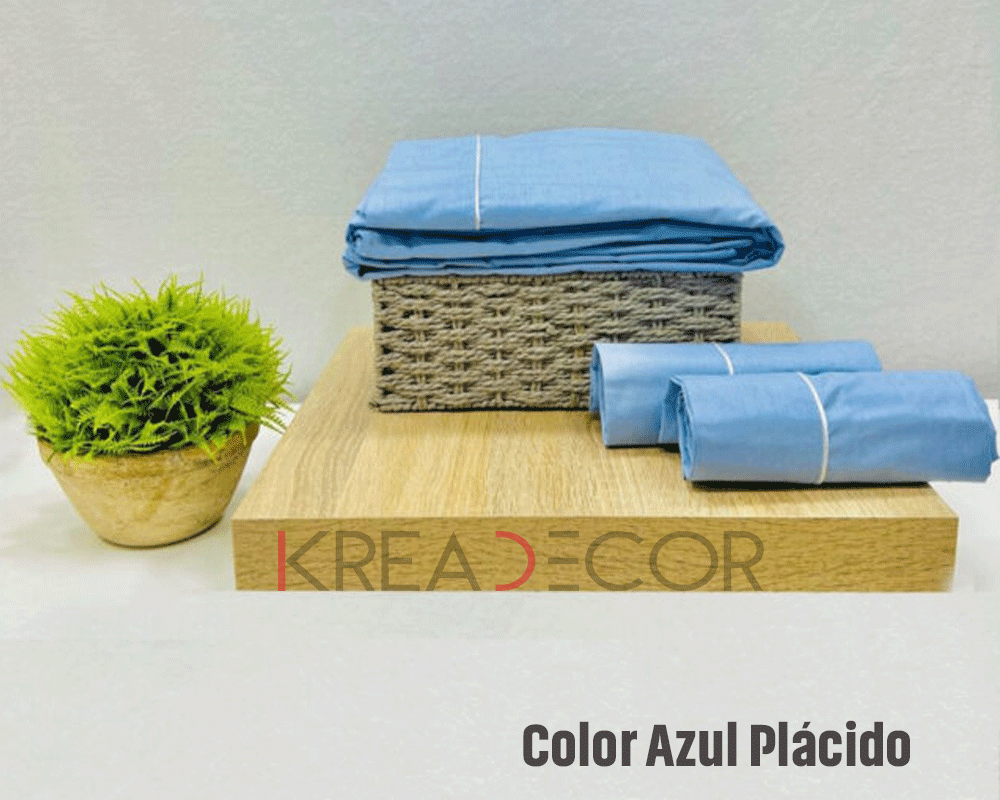 azul-placido Sabanas color azul placido de Algodón de 200 hilos - Imagen 1