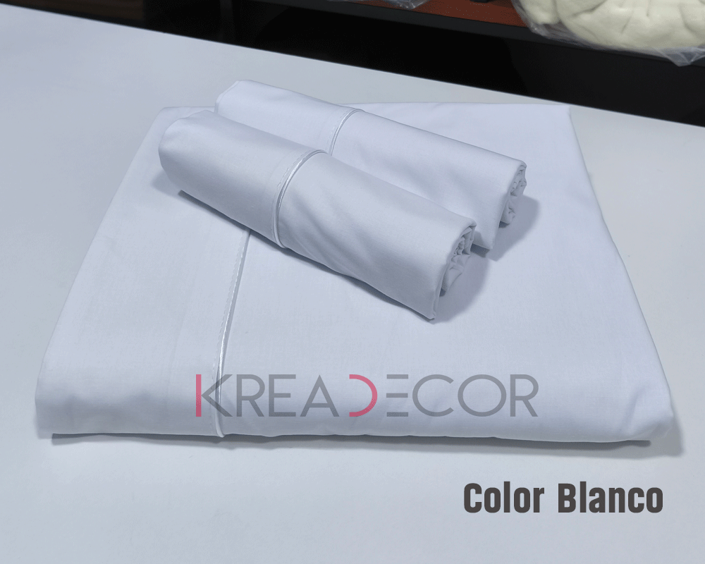 blanco Sabanas Blancas de Algodón de 200 hilos - Imagen 1