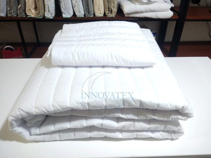 Cubrecamas de algodon color blanco con funda de almohada lineas - Imagen 2
