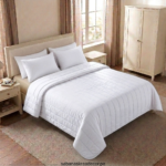 Cubrecamas de algodon color blanco con funda de almohada lineas