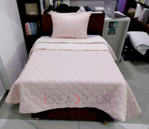 Cubrecamas de algodon reversible color rosado bebe y estrellas