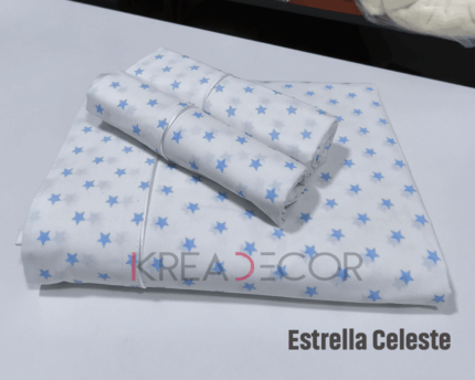 Sabanas de algodon de 200 hilos diseño estrella celeste