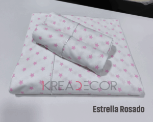 Sabanas de algodon de 200 hilos diseño estrella rosado