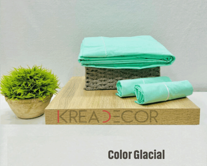 Sabana color glacial de Algodón de 200 hilos - Imagen 2