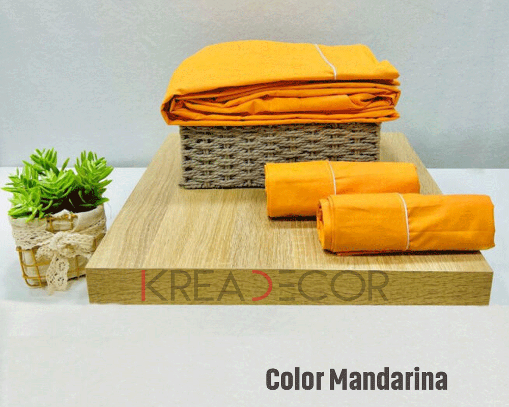 mandarina Sabanas color mandarina de Algodón de 200 hilos - Imagen 1