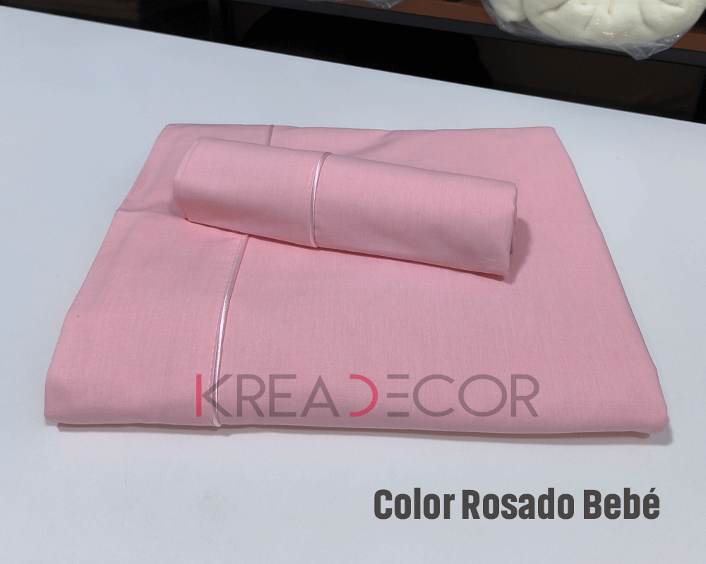 rosado-bebe Sabanas color rosado bebe de Algodón de 200 hilos - Imagen 1