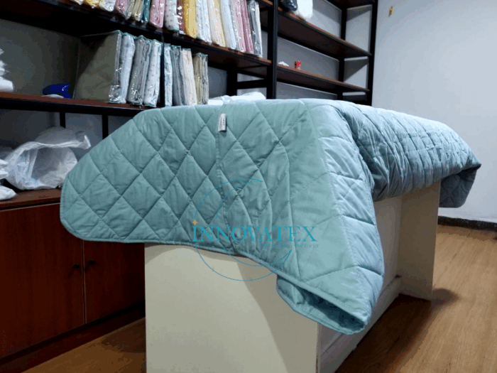 Cubrecamas de algodon tela con tela color stone blue - Imagen 3