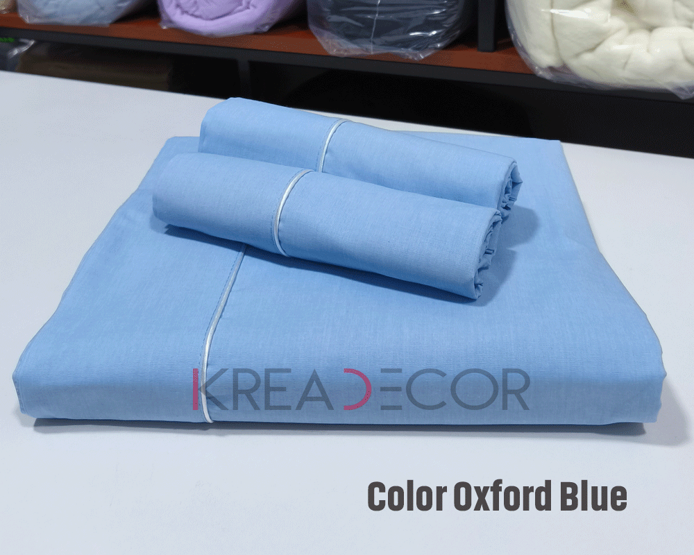 Oxford-Blue Juego de Sabanas color Oxford Blue de Algodón de 200 hilos - Imagen 1