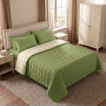 Cubrecamas reversible color sidra con ivory con diseño cuadritos