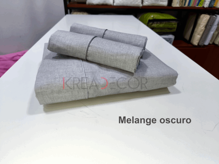 Sabana color melange oscuro jaspeado Algodón de 200 hilos - Imagen 2