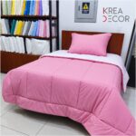 Edredon reversible tela con tela color Palo rosa con rosadito